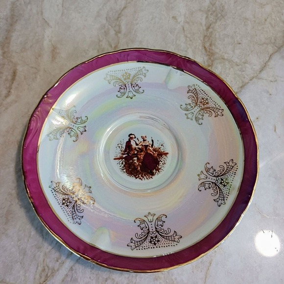 GNA Fine Porcelain SAUCER for Tea Cup 24k Gold Iridescent Victorian Replacement - Picture 10 of 12